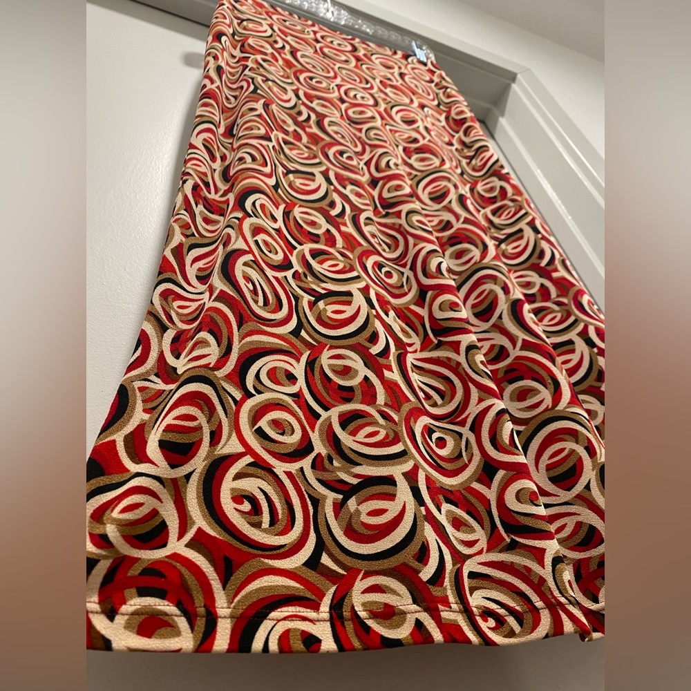 VTG 90s Y2K Charlotte Russe Mid-Length Red & Tan Swirl Patterned Skirt - M - Picture 8 of 13